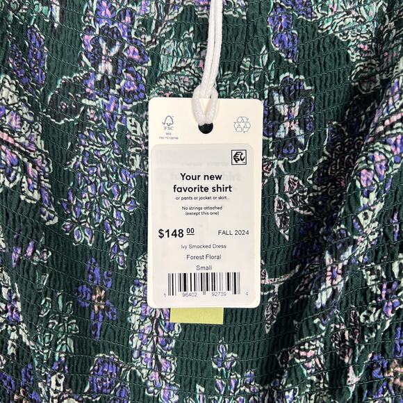 Marine Layer Forest Floral Ivy Smocked Midi Dress Size Small - Picture 12 of 14